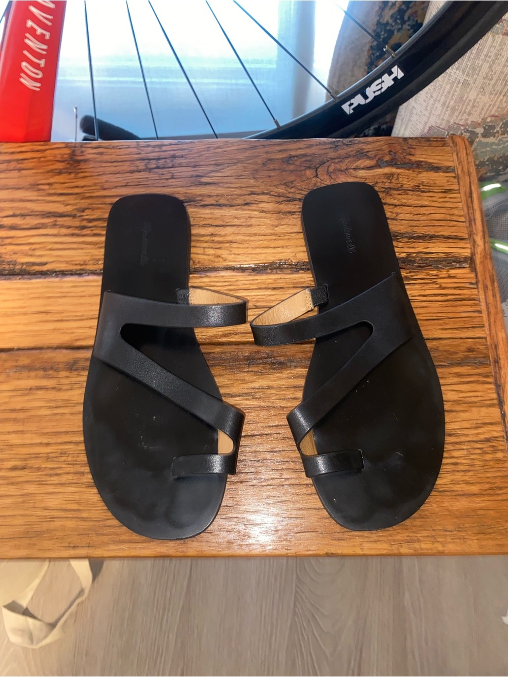 Madewell Black Minimal Strappy Slide Sandals
